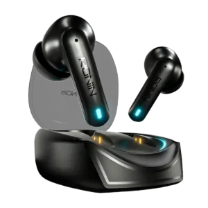 Ronin Dynasty R-520 earbuds lifted slightly out of the charging case