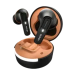 Ronin Mellow R-7100 earbuds lifted slightly out of the charging case
