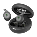 Bluks BX-606 Nano Buds open case with both earbuds