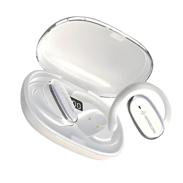 Interlink I-319 Sports Earbuds charging case with ear hooks