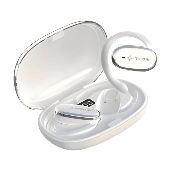 Interlink I-319 Sports Earbuds open case with both earbuds