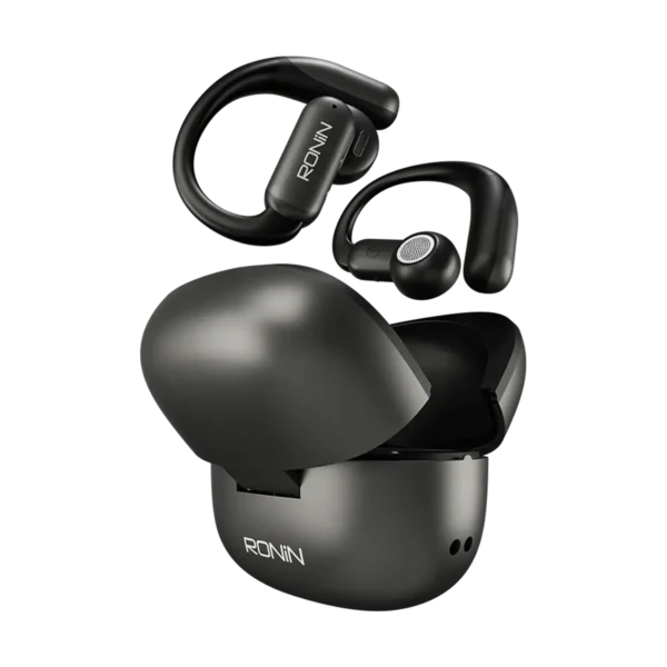 Ronin Ear Flip R-7150 open case with both earbuds