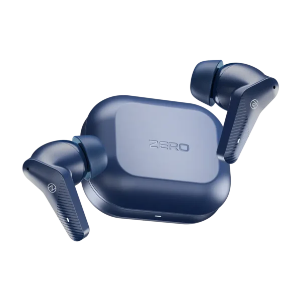 Zero Gravity Earbuds closed charging case front view with earbuds outside