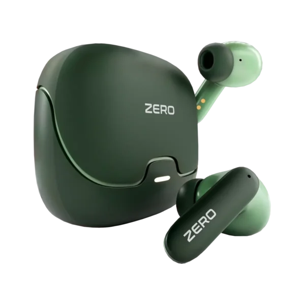 charging case for Zero Wave Pro Earbuds with both earbuds in green