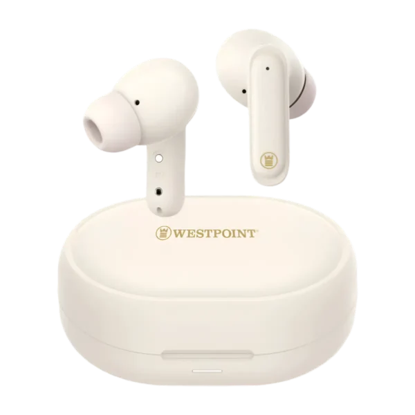 WestPoint WP-125 earbud close-up with charging case