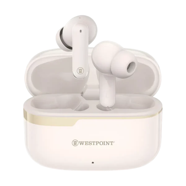 WestPoint WP-140 closed charging case front view with earbuds