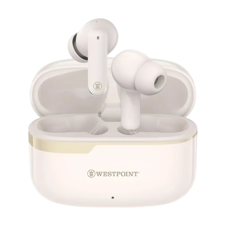WestPoint WP-140 closed charging case front view with earbuds